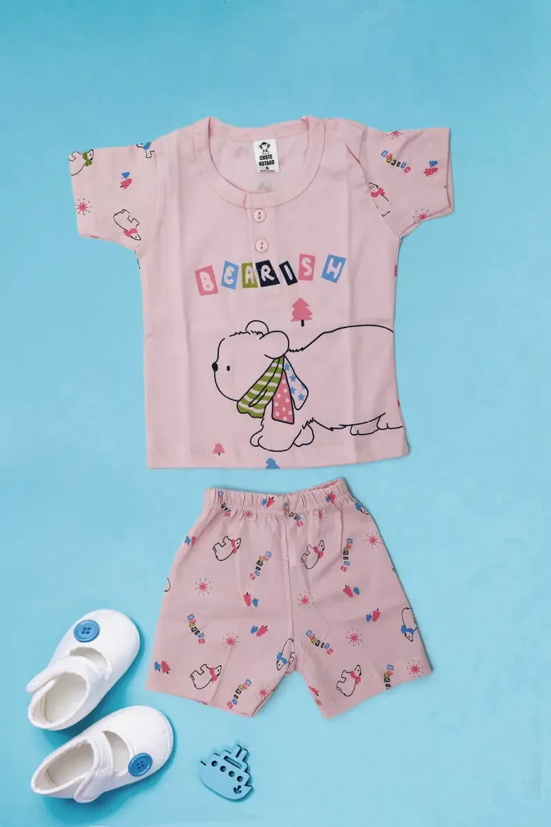 Cotton T-shirt with Shorts Set for Just Born (2-Pcs Set)