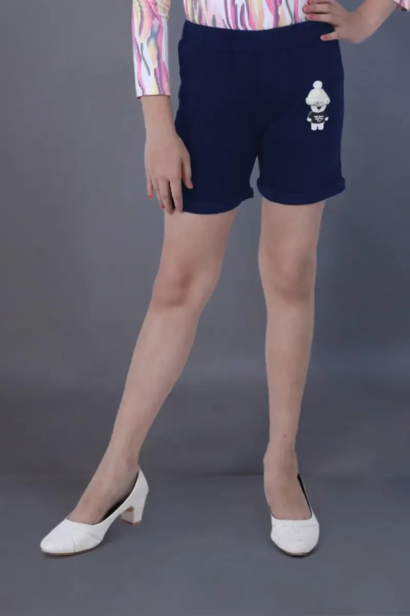Girl's Denim Solid Shorts (3-16 Yrs)