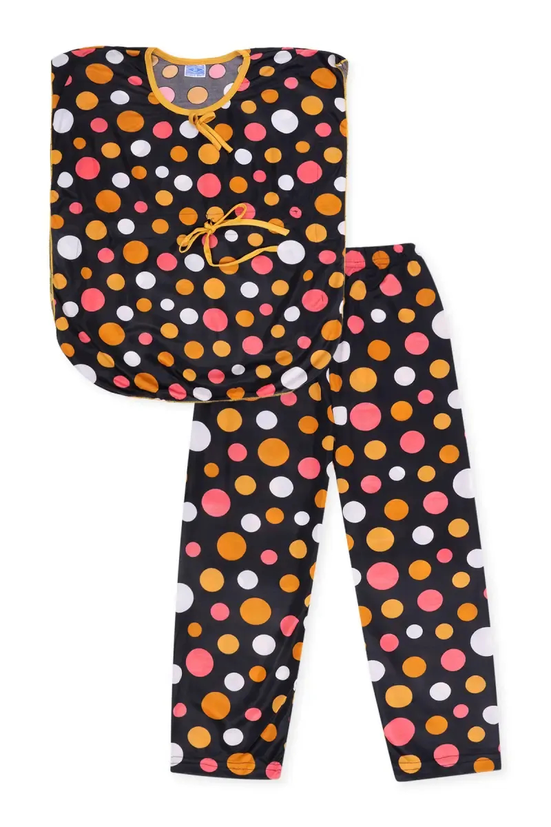 Girl's Polyester Polka Printed Pyjama Set