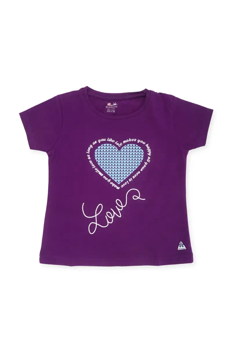 Girl's Cotton Printed Short Sleeve T-shirt