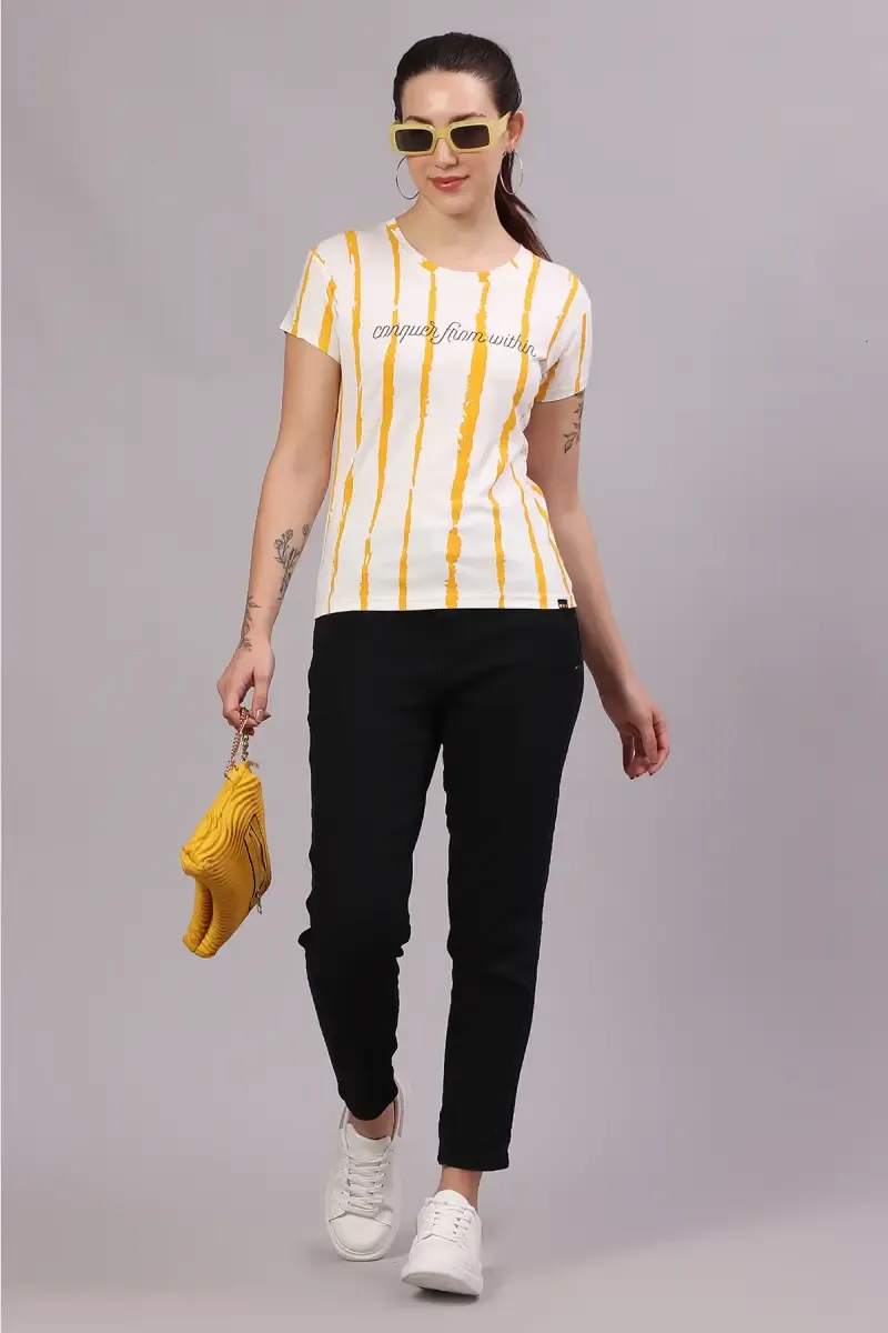 Cotton Blend Striped T-Shirt for Women