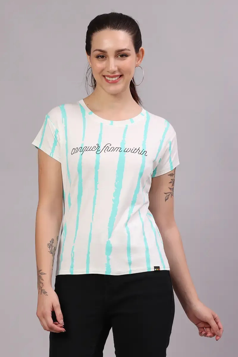 Cotton Blend Striped T-Shirt for Women