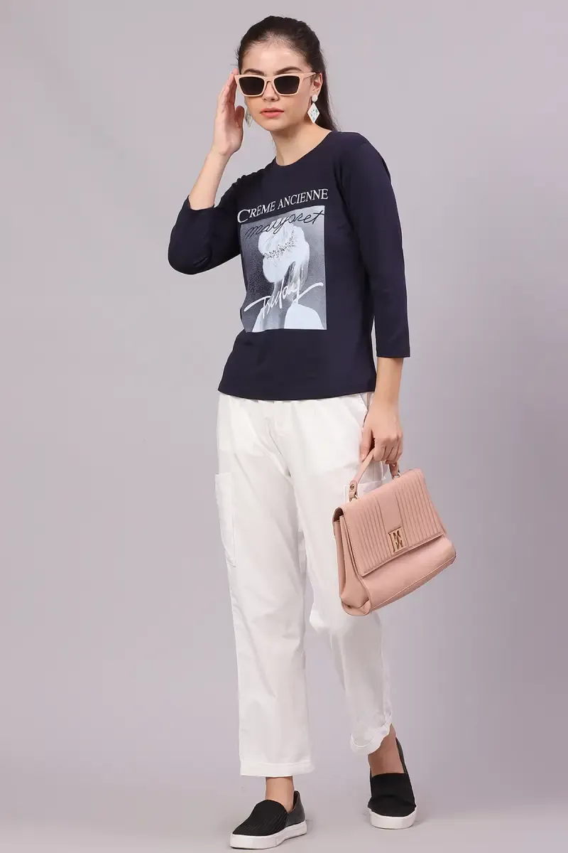 Cotton Lycra Graphic Printed T-Shirt for Women