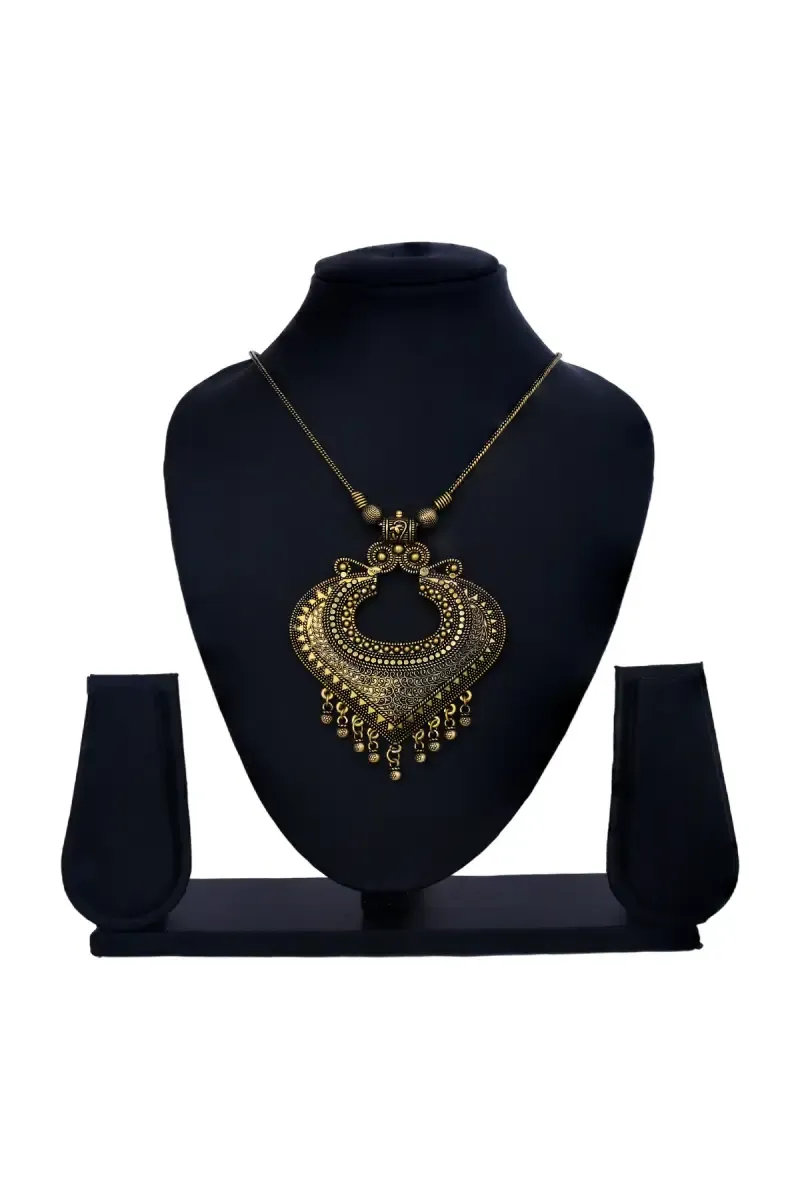 Oxidized Gold Heart Pendant Necklace for Girls & Women