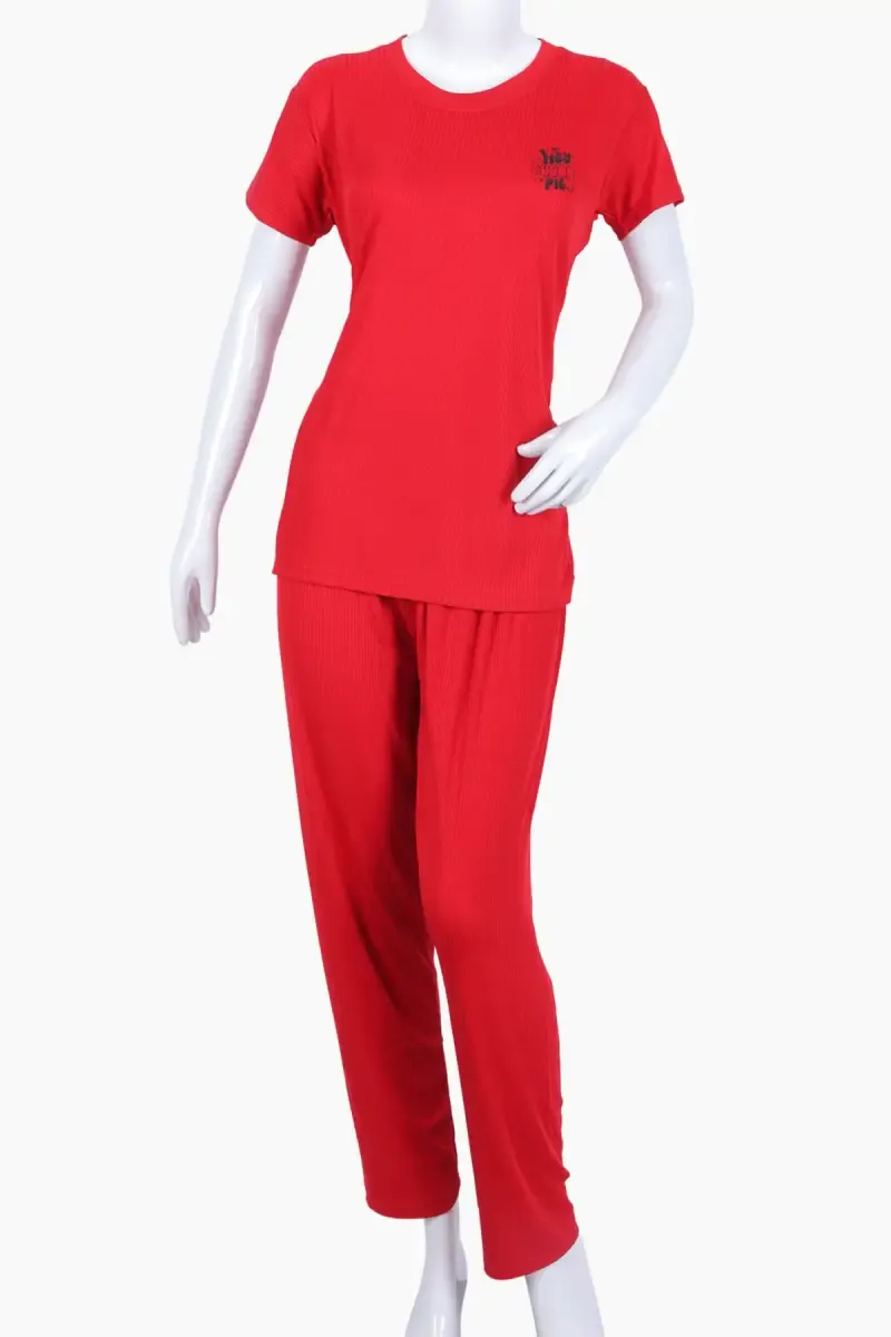 Lycra Solid T-Shirt with Pyjama Set for Women