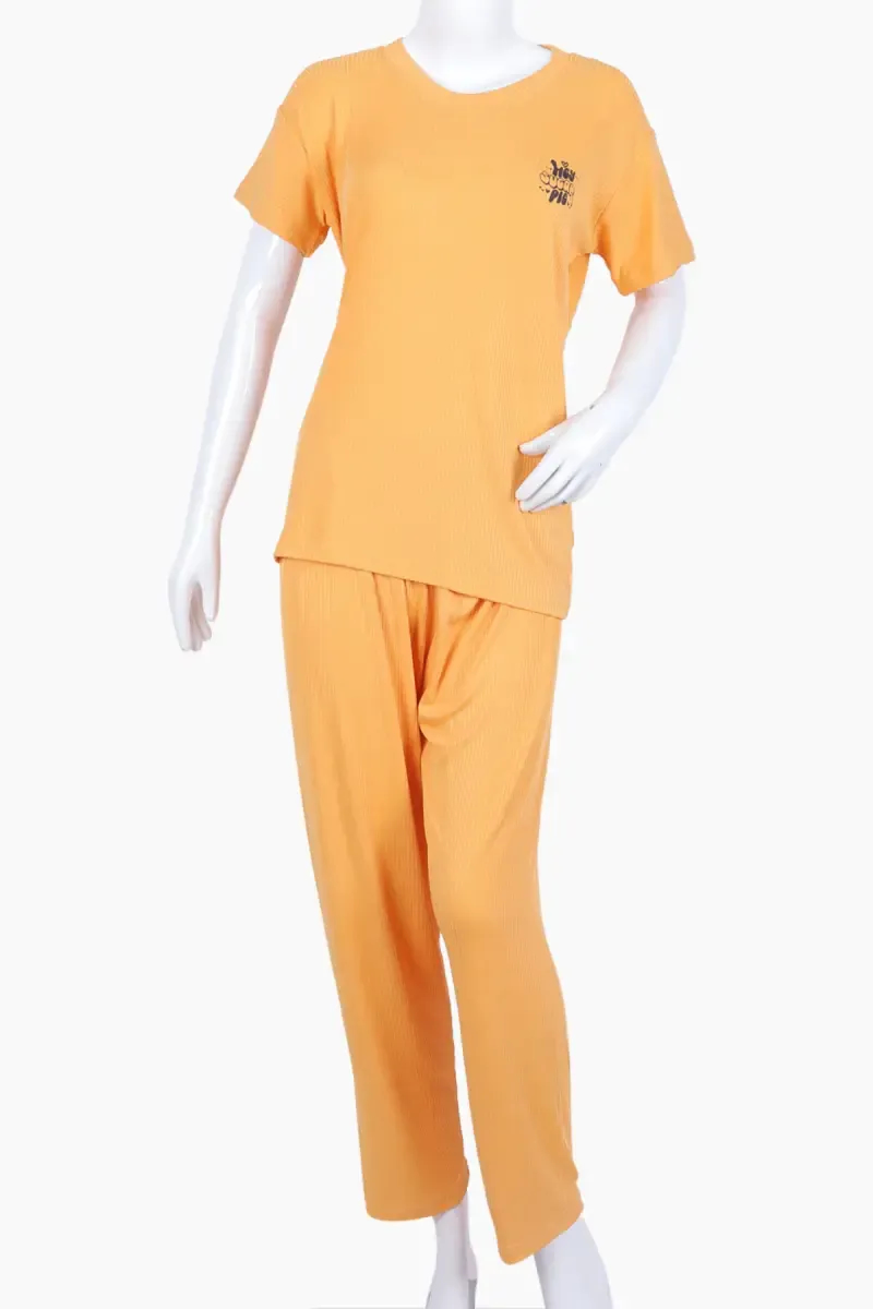 Lycra Solid T-Shirt with Pyjama Set for Women