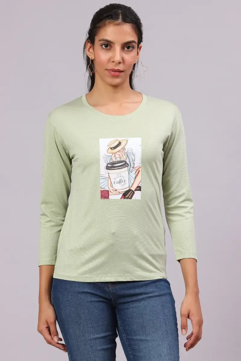 Cotton Lycra Graphic Printed T-Shirt for Women