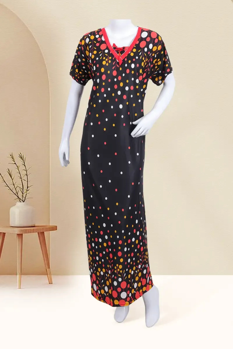 Polyester Polka dot Printed Nighty for Women