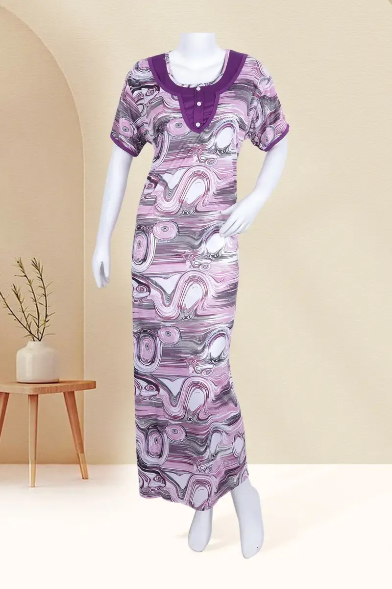 Polyester Abstract Printed Nighty for Women