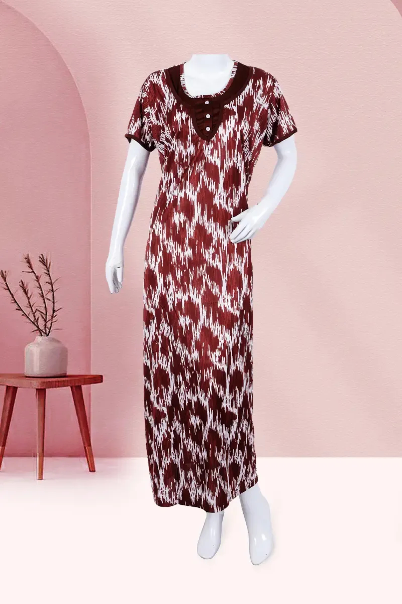 Polyester Abstract Printed Nighty for Women