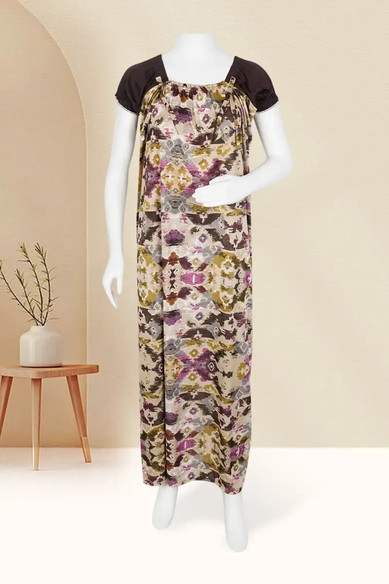 Polyester Abstract Printed Nighty for Women