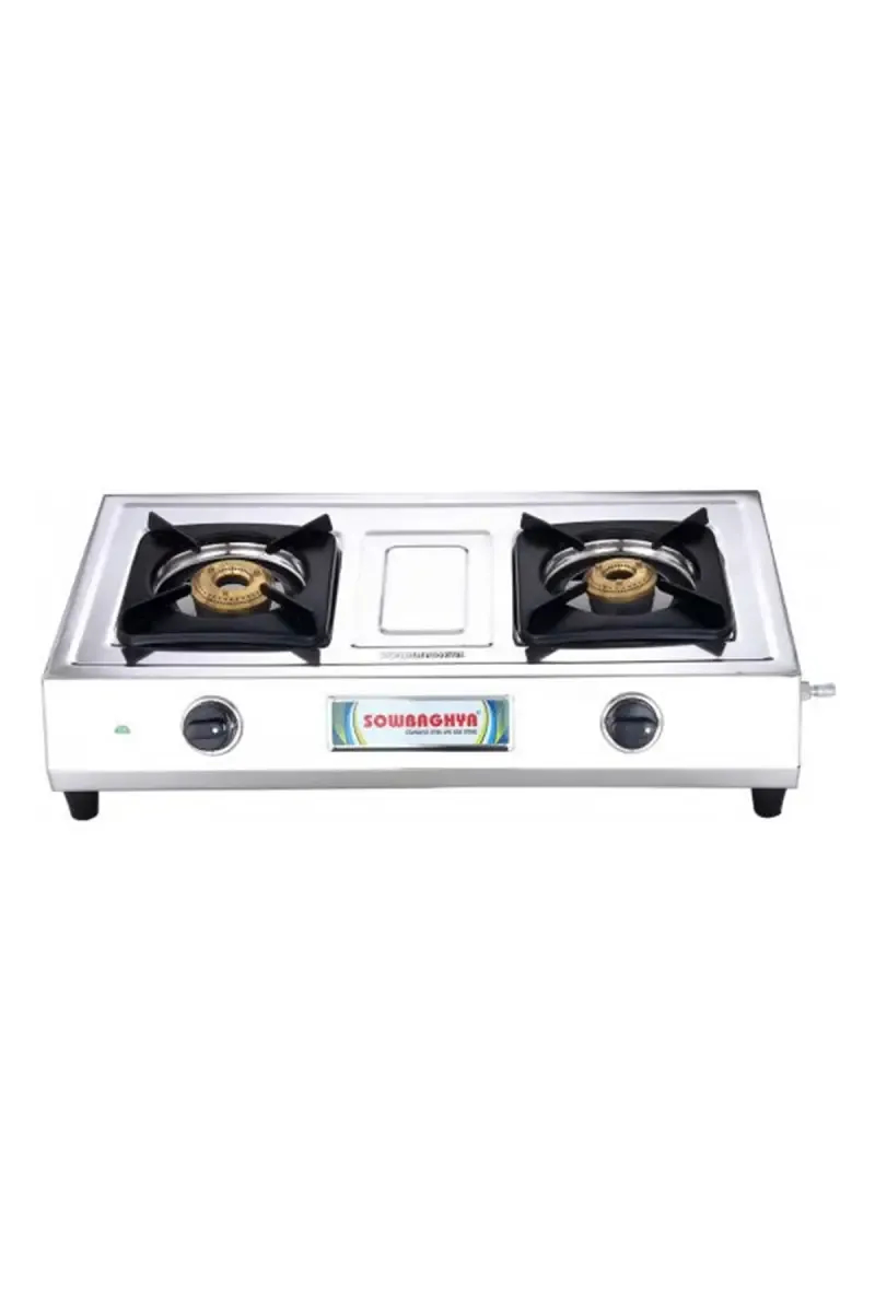 Sowbaghya 2 Burner Stainless Steel Gas Stove with ISI Standard