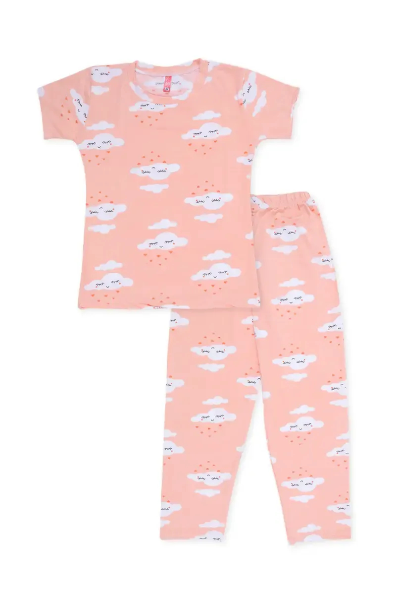 Girl's Polyester Printed Pyjama Set