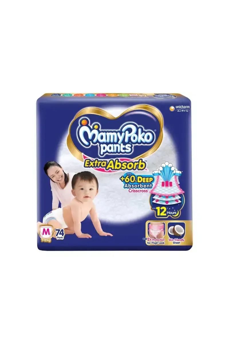 Mammy Poko Pants Extra Absorb Diaper Pants (74 Pcs) - Medium