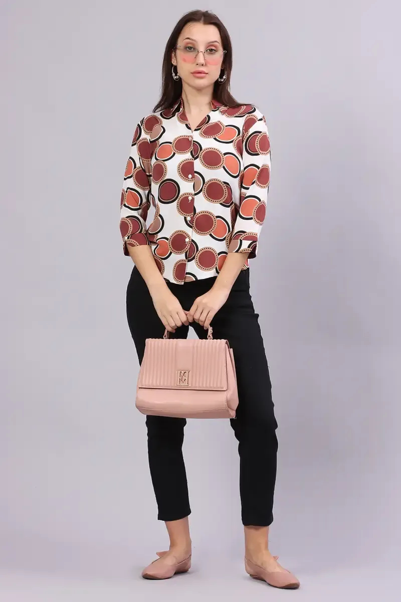 Georgette Polka Dot Printed Shirt for Women
