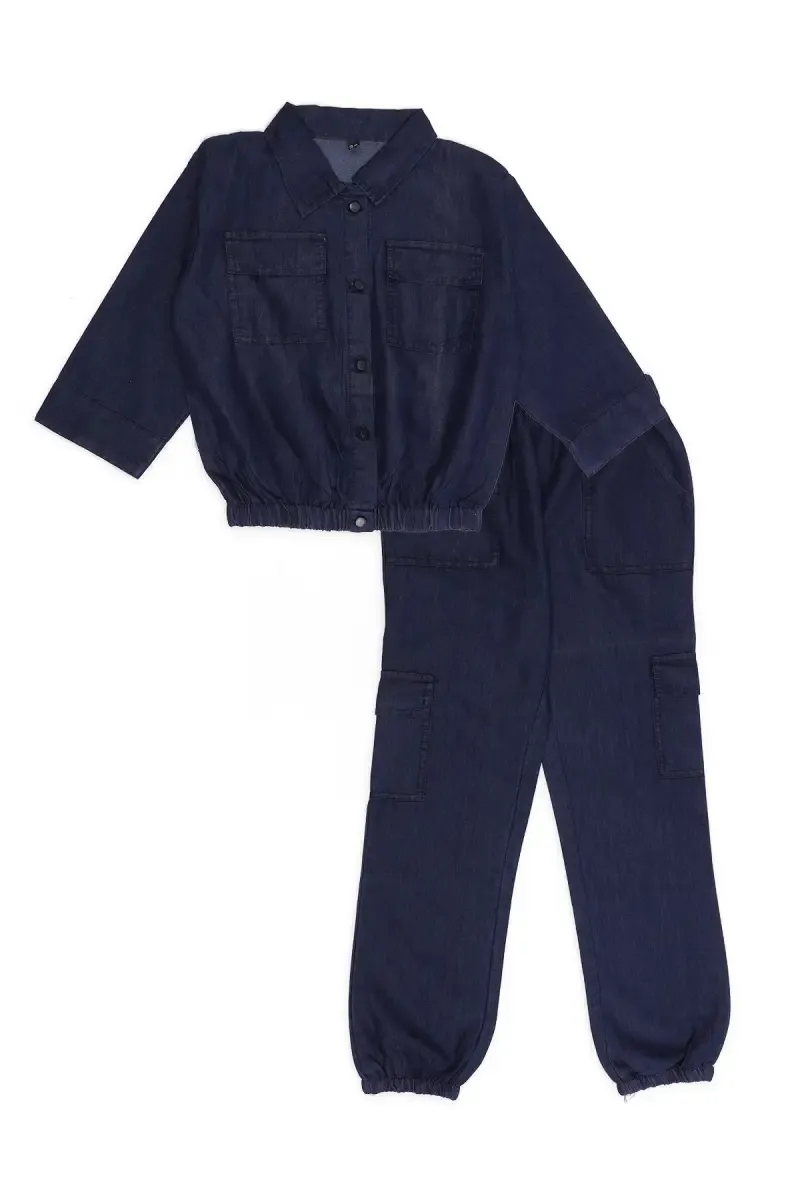 Denim Top and Pant Clothing Set