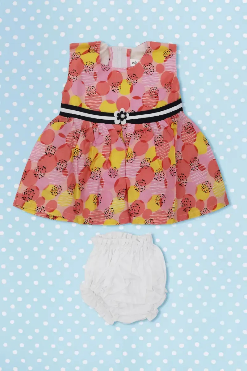 Baby Girl's Printed Frock with Panty Set (2-Pcs Set)