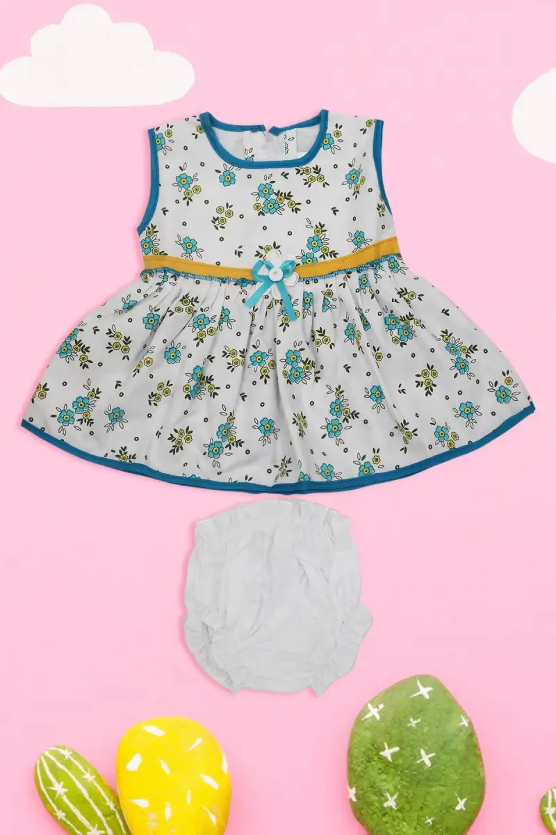 Just Born Girl's Floral Printed Dress with Panty Set (2-Pcs Set)