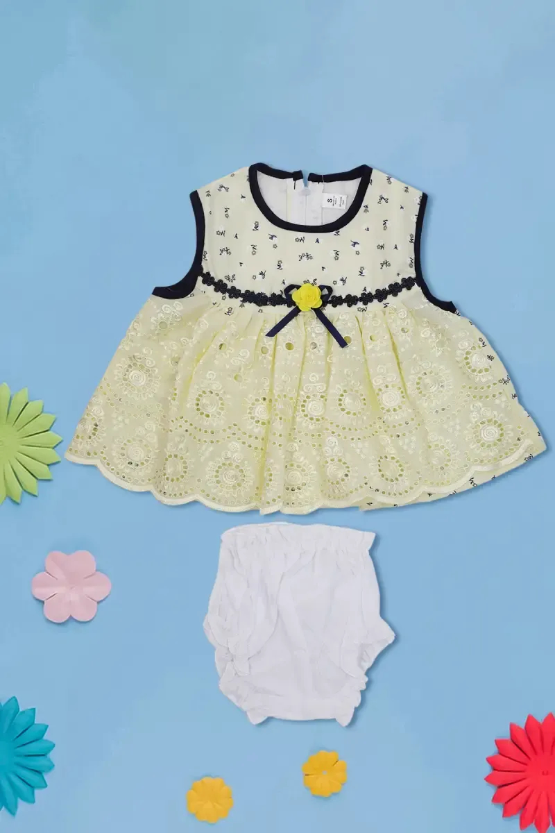 Cotton Frock with Panty Set for Baby Girl (2-Pcs Set)