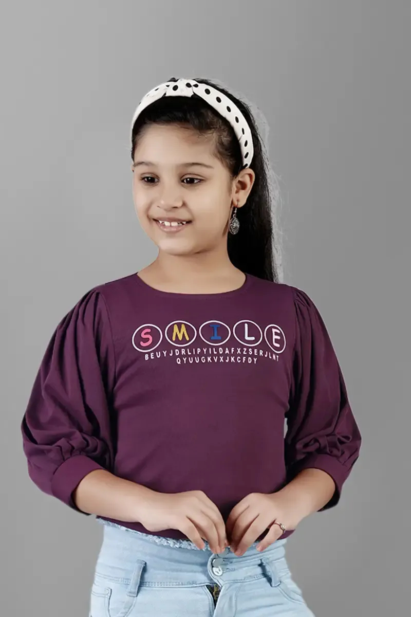 Girl's Cotton Lycra Blend Printed Tops(5 - 17 Yrs)