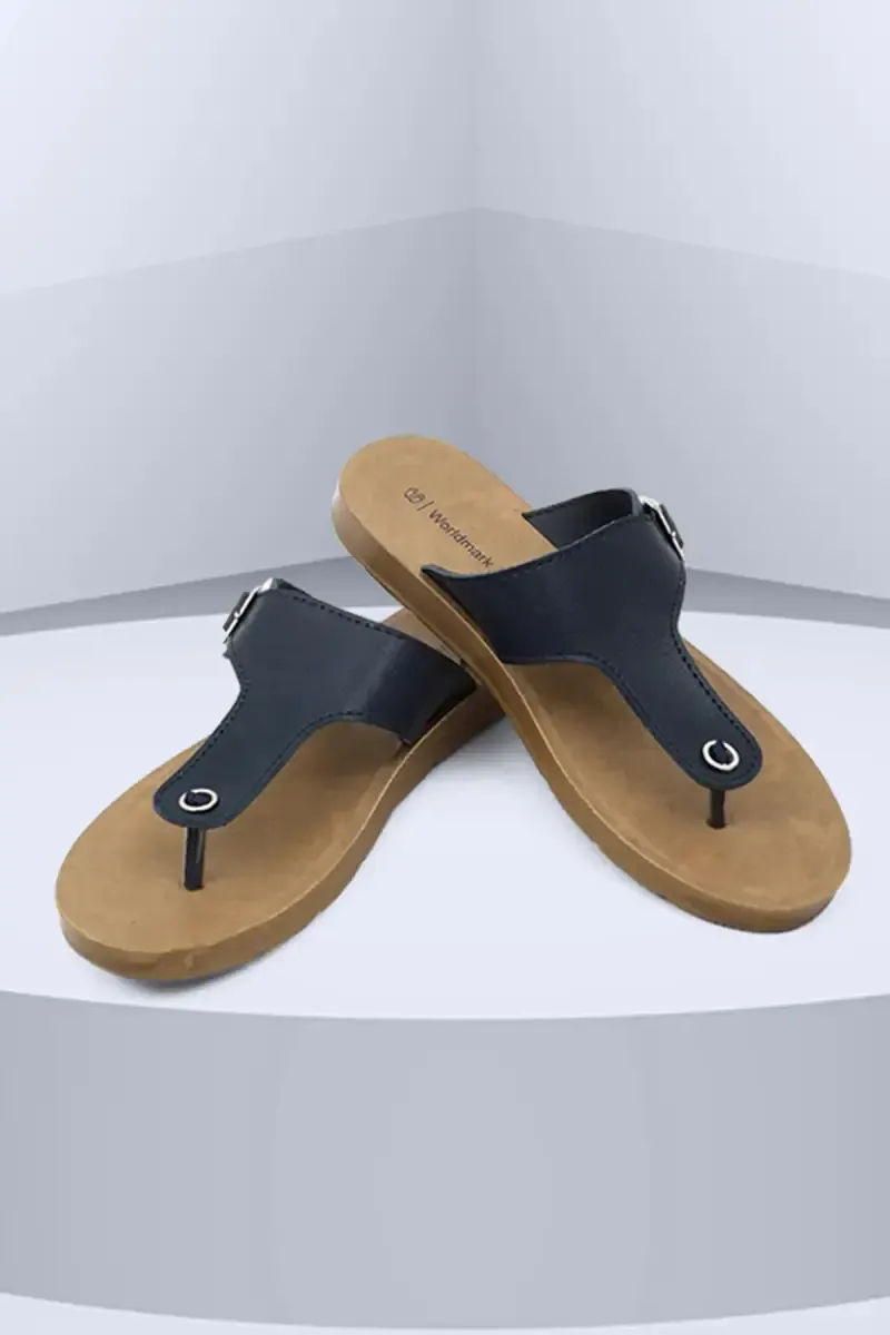 Women's T-Strap Flat Slippers with Buckles