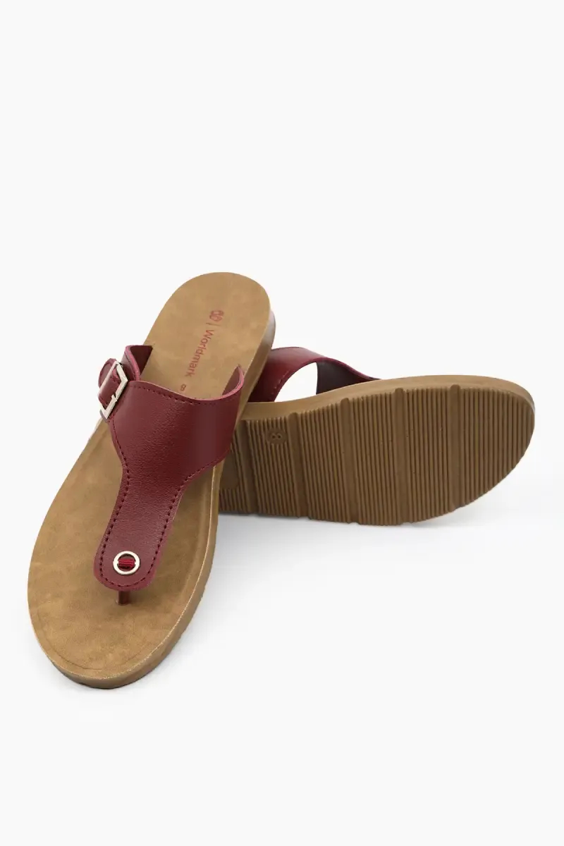 Women's T-Strap Flat Slippers with Buckles