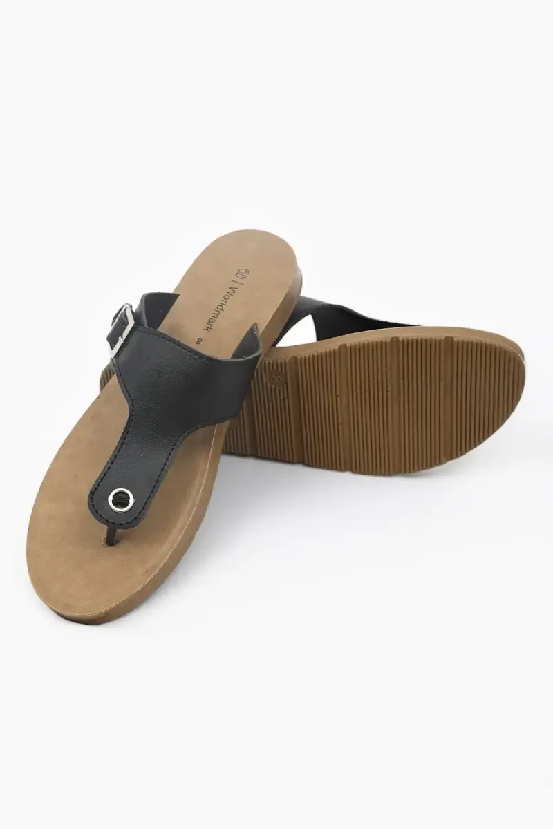 Women's T-Strap Flat Slippers with Buckles