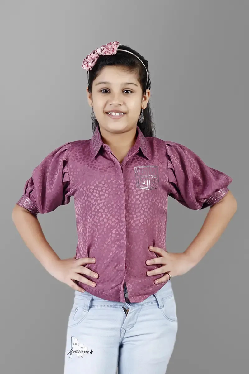 Girl's Georgette Printed Shirt Style Tops(5 - 17 Yrs)
