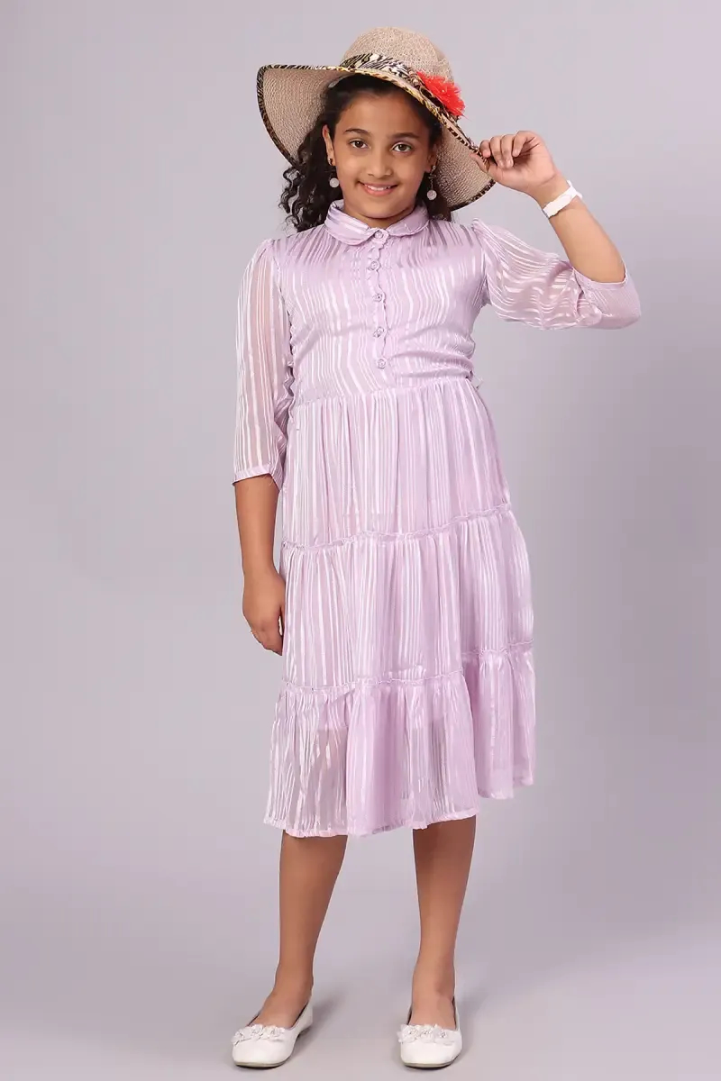 Girl's Georgette Striped Dress (3 - 16 Yrs) 