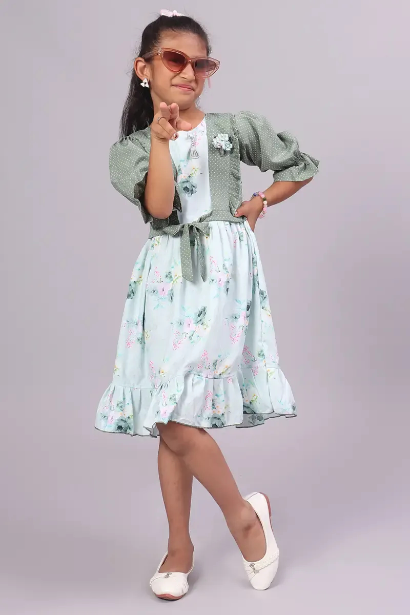 Girl's Polyester Printed Dress (3 - 16 Yrs)