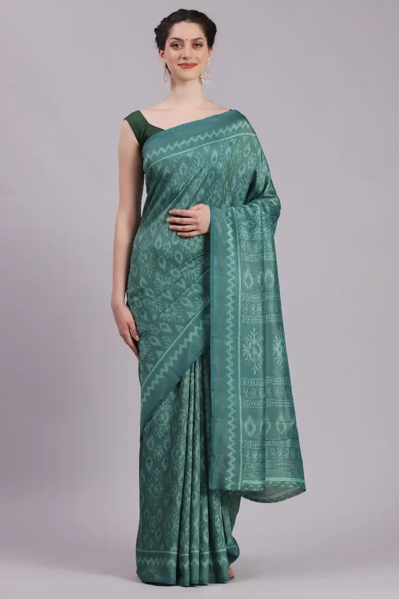 Organza Printed Saree with Unstitched Blouse for Women