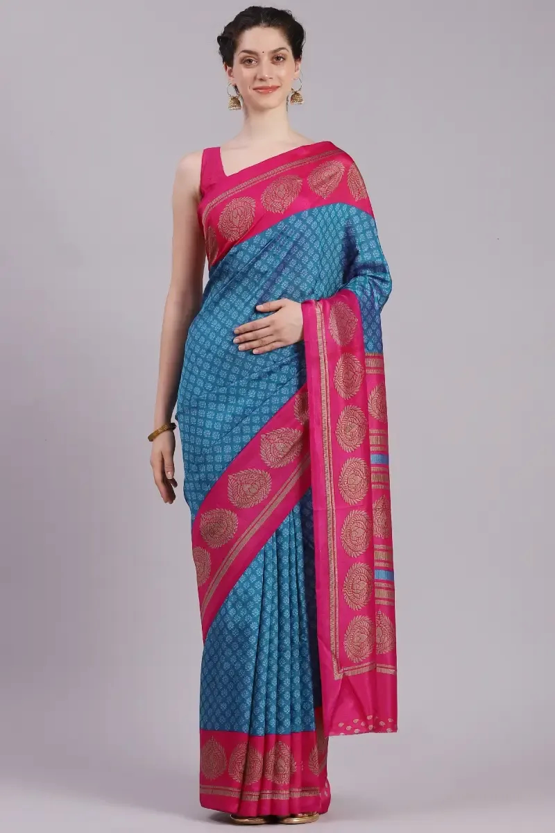 Crepe Printed Saree With Unstitched Blouse for Women
