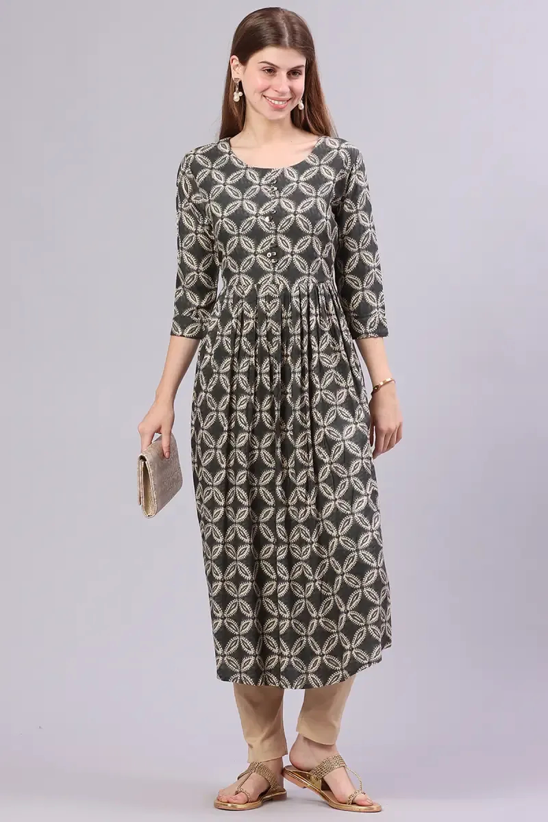 Rayon Printed Kurta for Women 