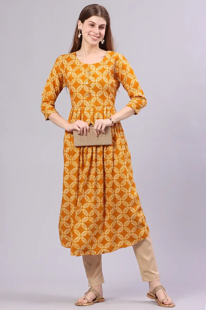 Rayon Printed Kurta for Women 