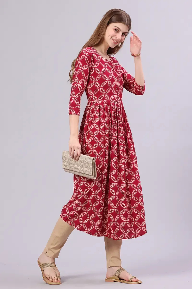 Rayon Printed Kurta for Women 