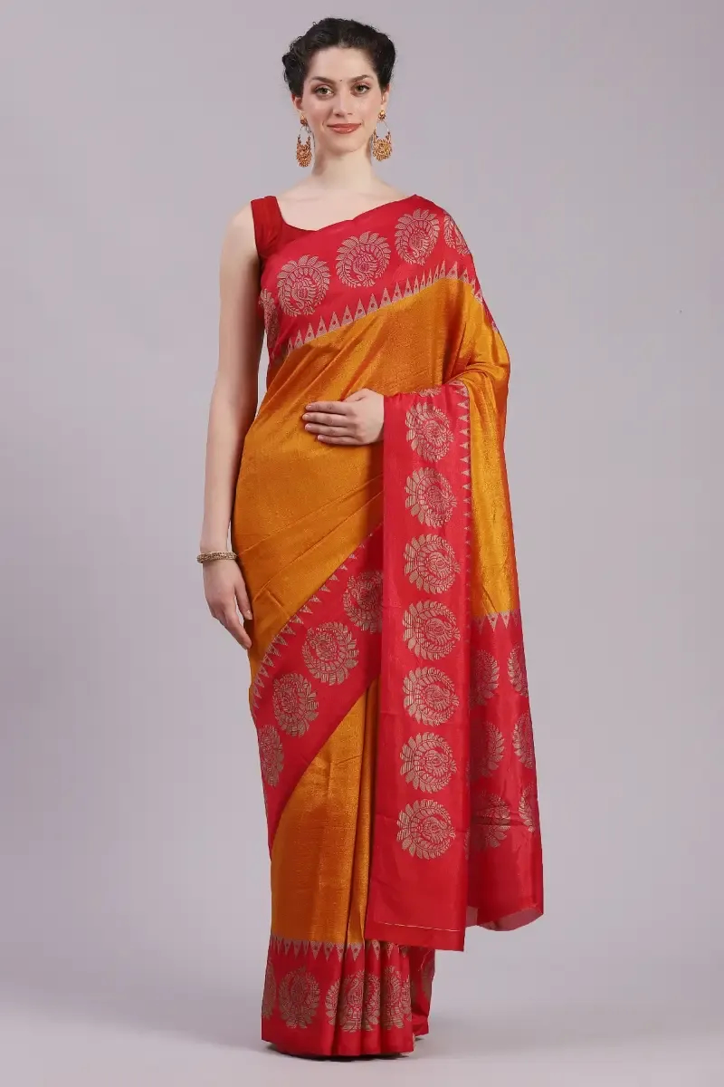 Crepe Solid Saree With Unstitched Blouse for Women