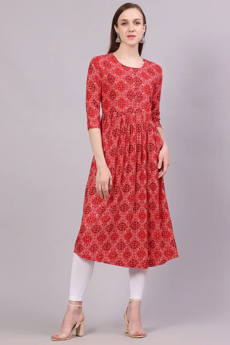 Rayon Printed Kurta for Women 