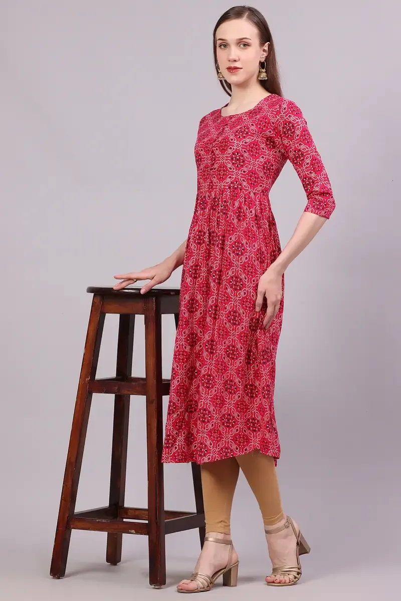 Rayon Printed Kurta for Women 