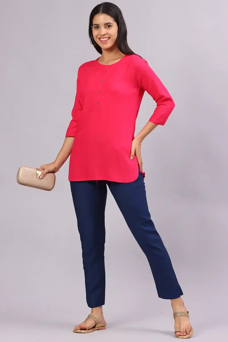 Rayon Solid Tunic Top for Women