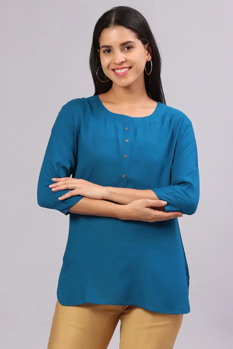 Rayon Solid Tunic Top for Women