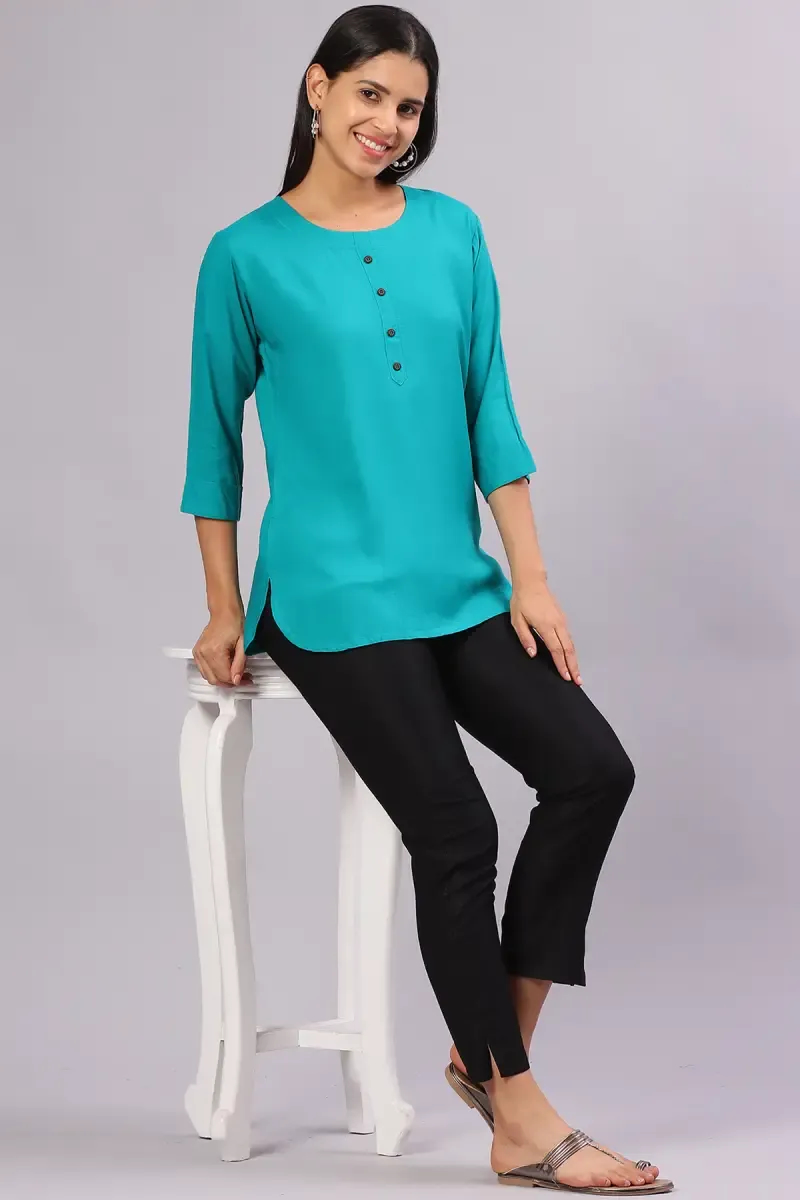 Rayon Solid Tunic Top for Women