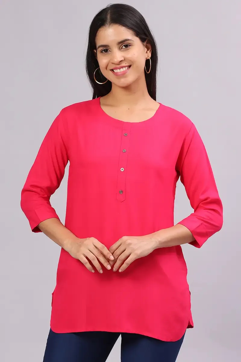 Rayon Solid Tunic Top for Women
