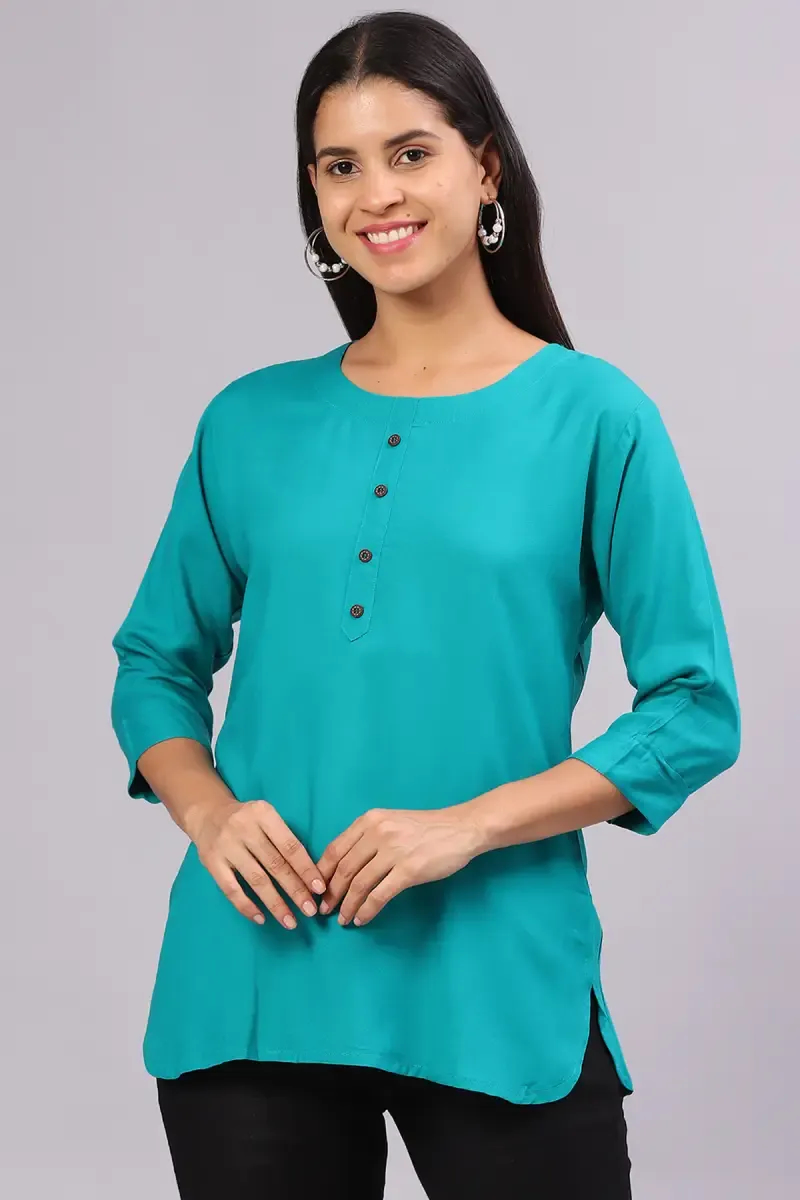 Rayon Solid Tunic Top for Women
