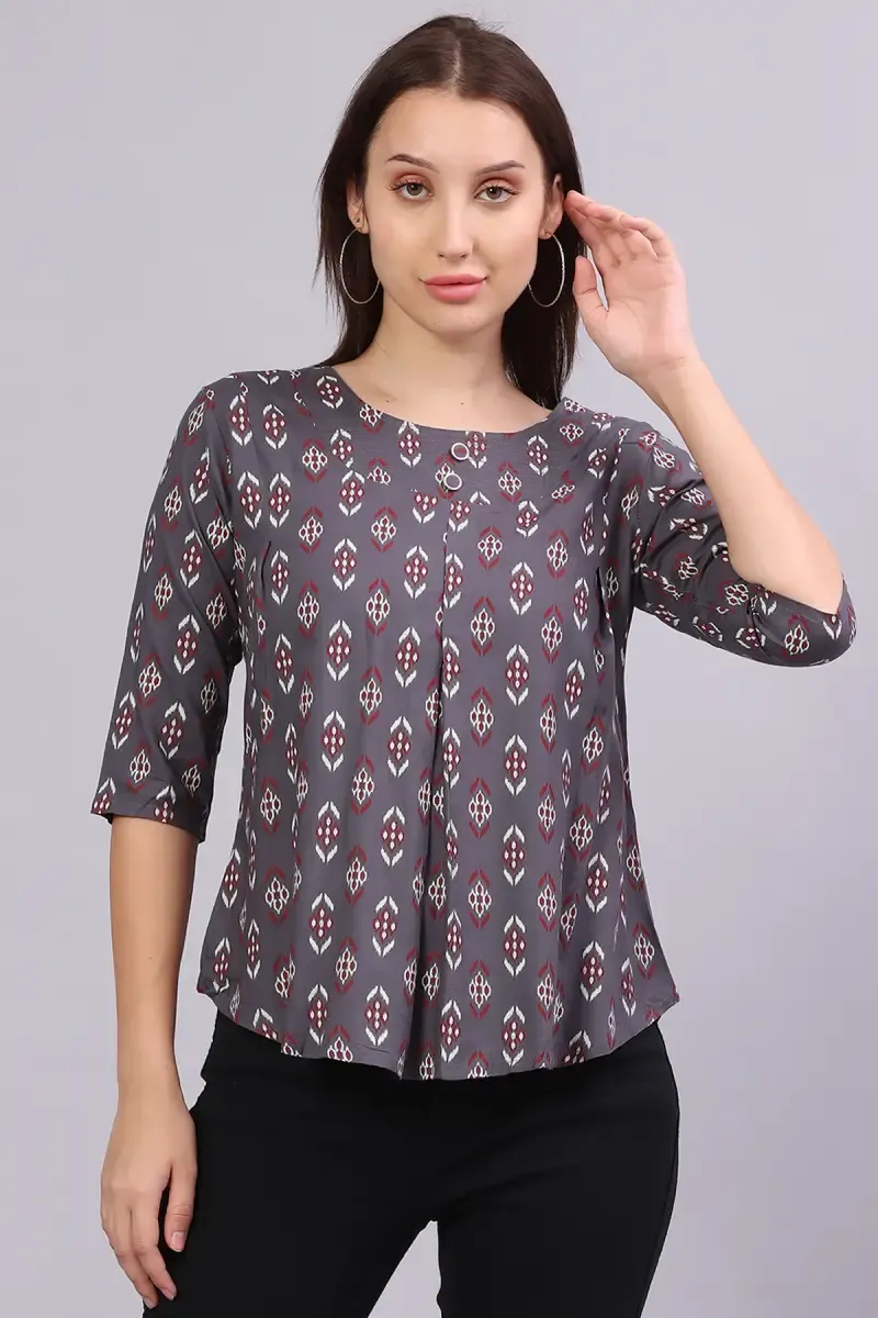 Rayon Printed Tunic Top for Women