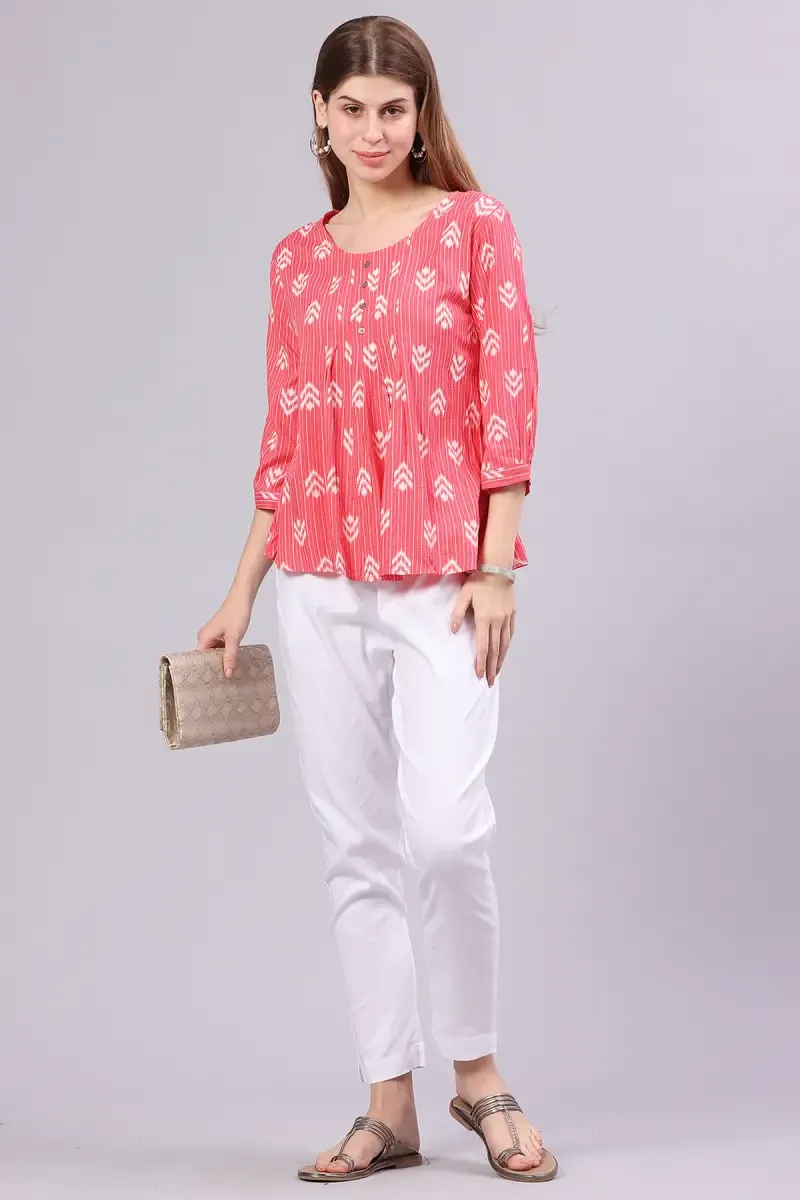 Rayon Abstract Print Tunic Top for Women