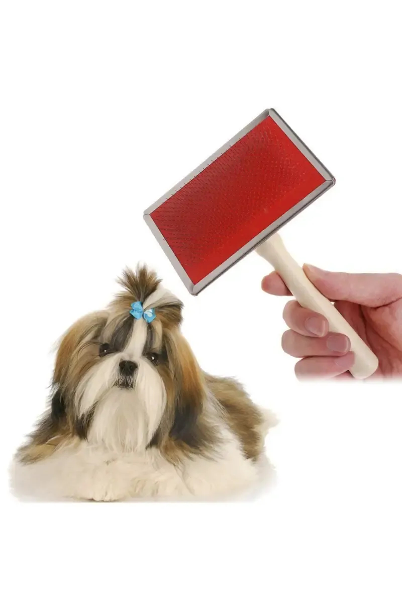 Canine Wooden Handle Pet slicker Brush For Pet Hair Removal (Multicolor) - Small