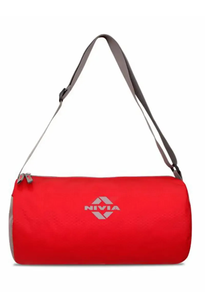 Nivia Duffle Gym Bags, Sports & Fitness Bag (Red/Grey) - Medium 