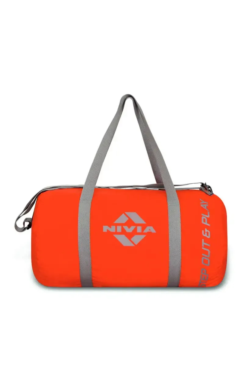 Nivia Enfold  Round Duffle Bags for Gym and Travel (Red/Grey) - Medium