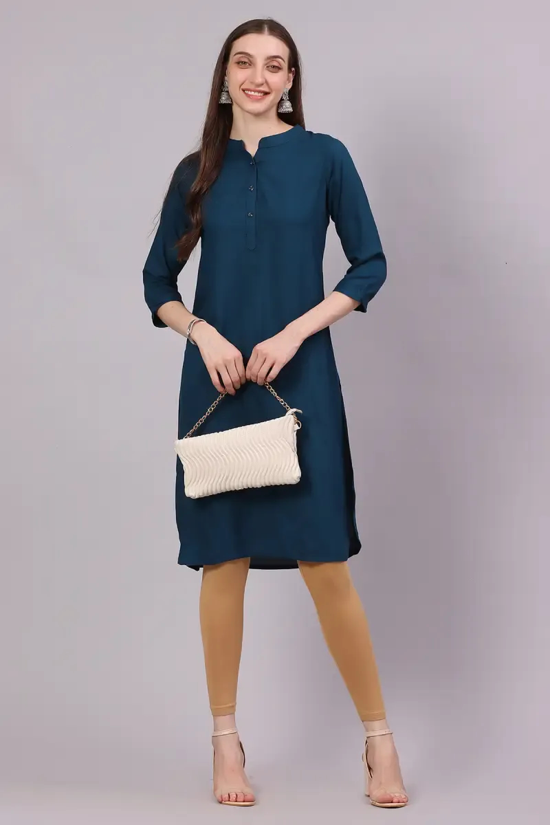 Rayon Solid Kurti for Women