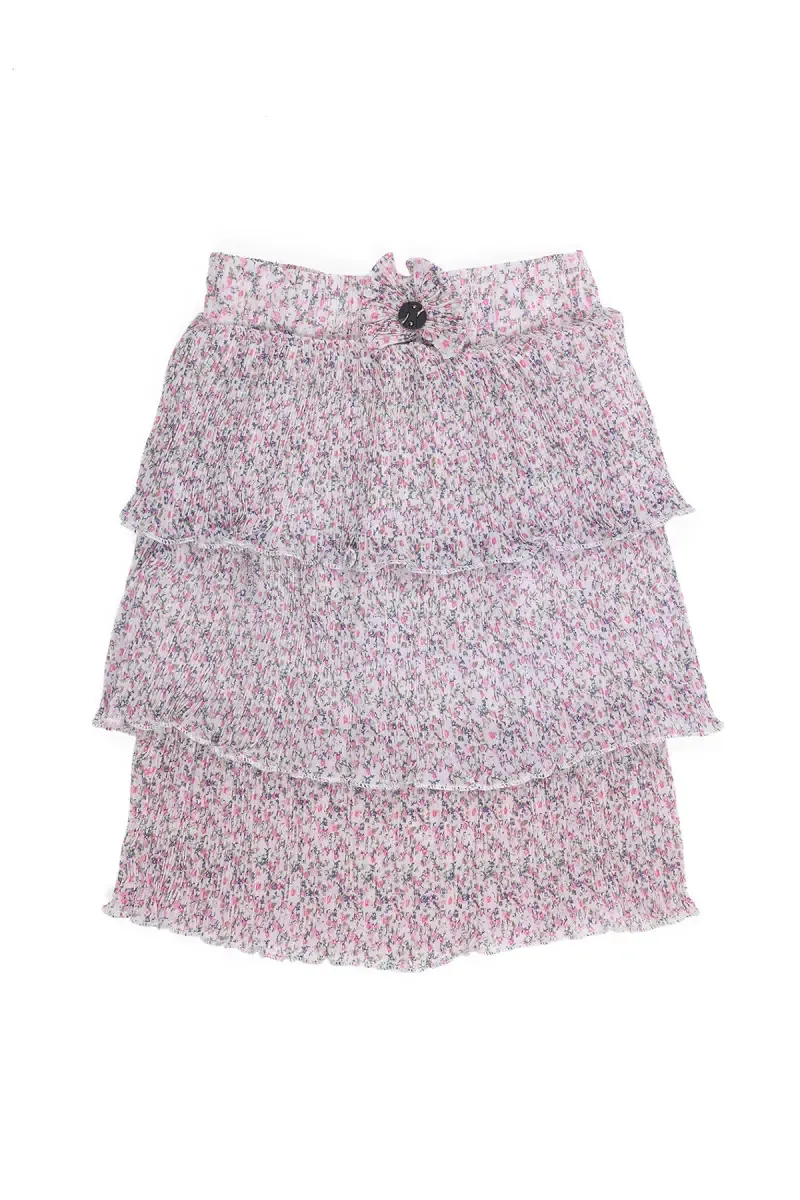 Girls Georgette Printed Tiered Skirt